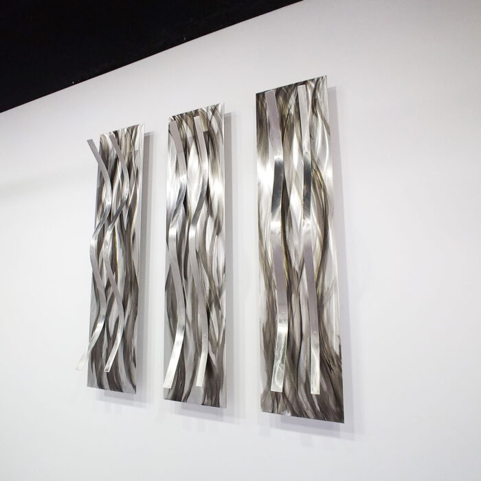 Gray Metal Wall Sculpture Tides by Dustin Miller
