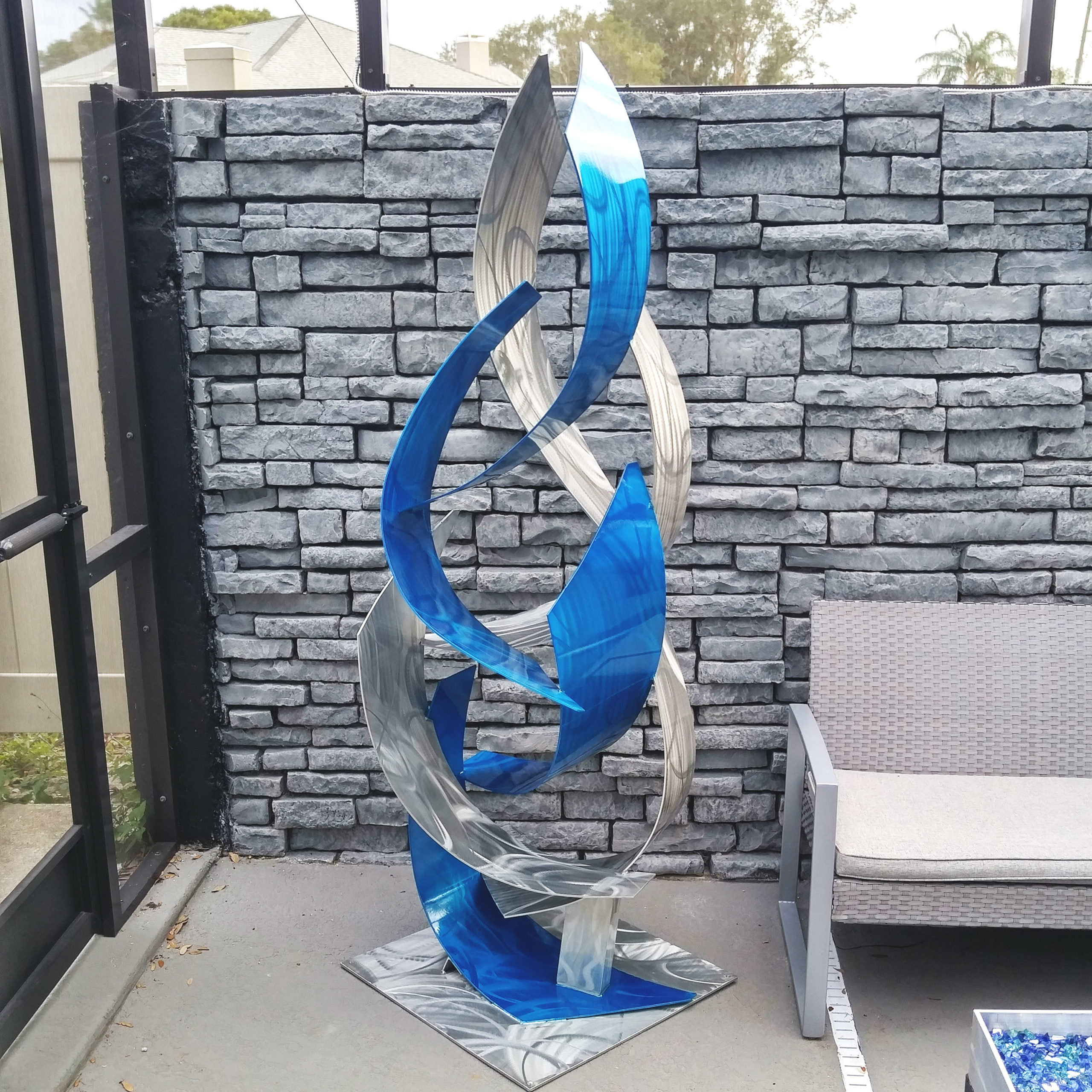 Blue Metal Sculpture