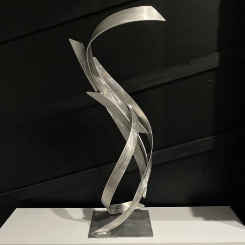 Vapor silver ribbon sculpture by Dustin Miller
