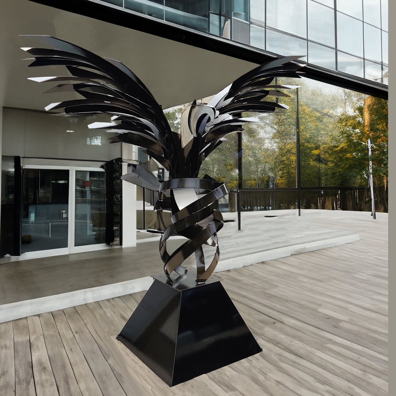 Large Metal Abstract Eagle Sculpture