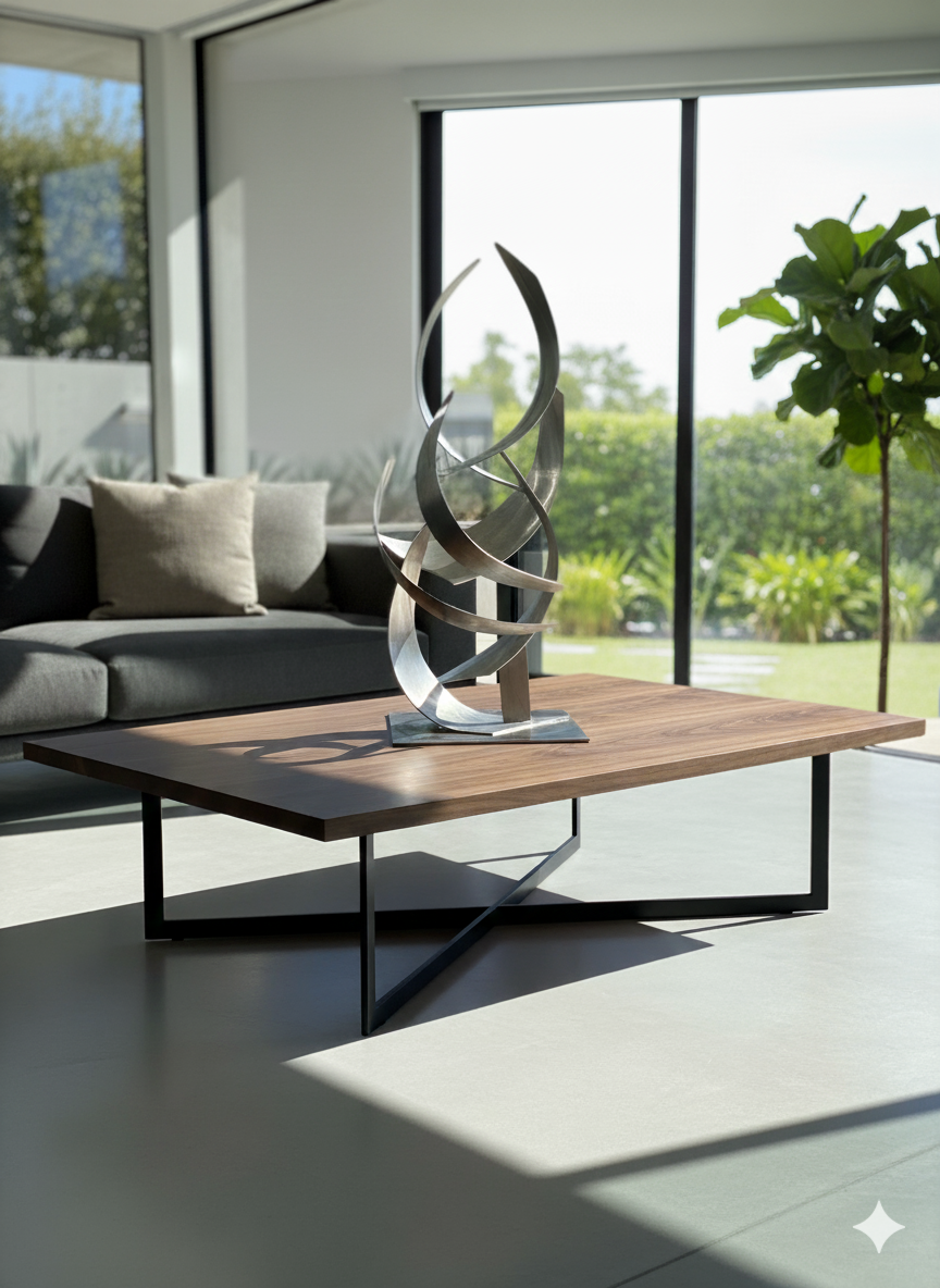 silver metal sculpture