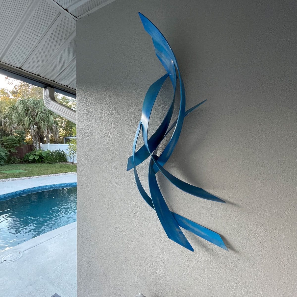 Dustin Miller Large Metal Sculpture 9 Crosswinds Teal Wall Sculpture