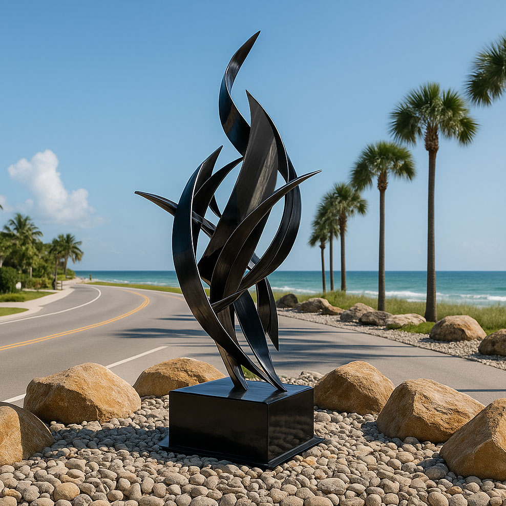 Dustin Miller Large Metal Sculpture 5 Vitality Black Metal Sculpture