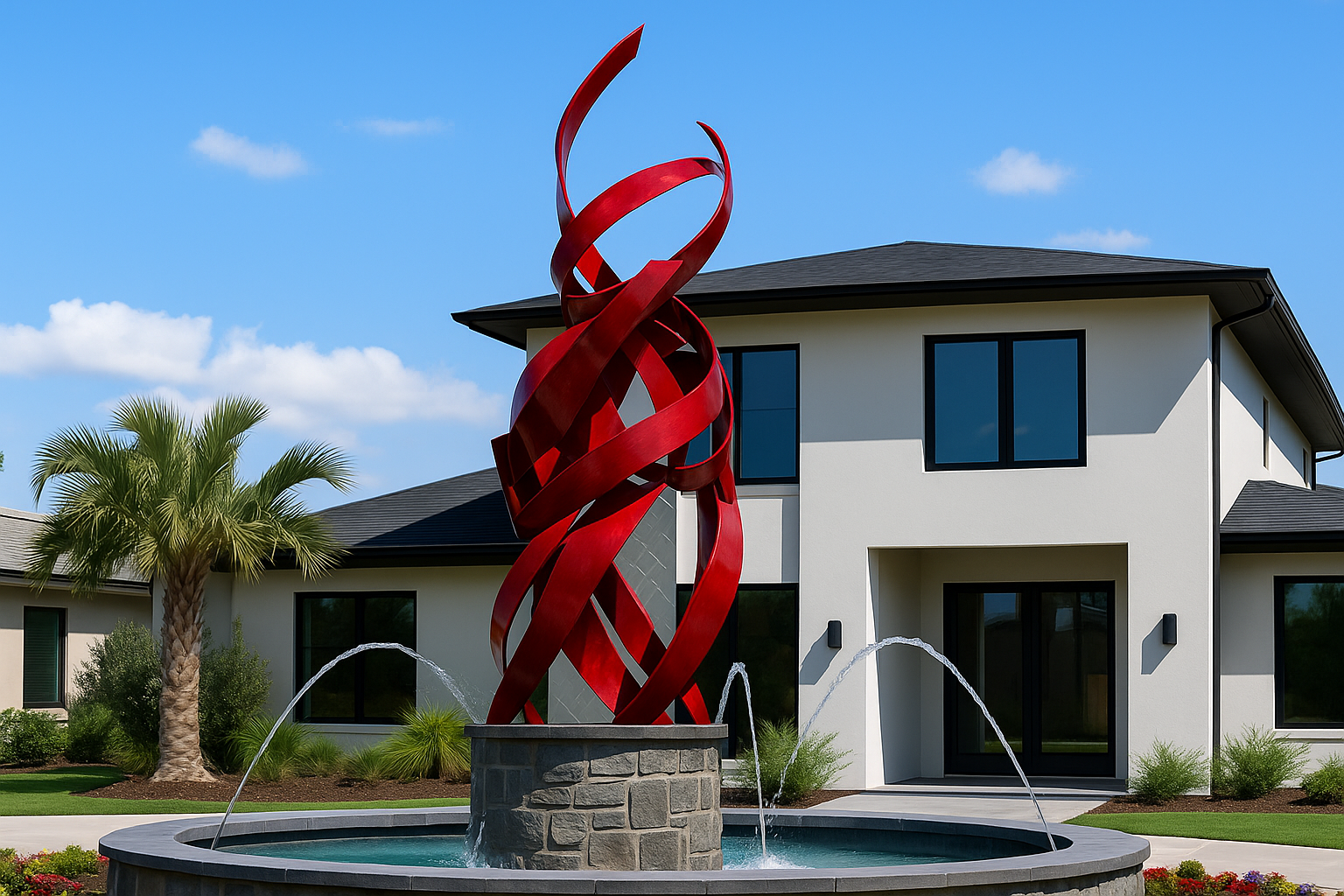 Dustin Miller Large Metal Sculpture 1 Vapor Red