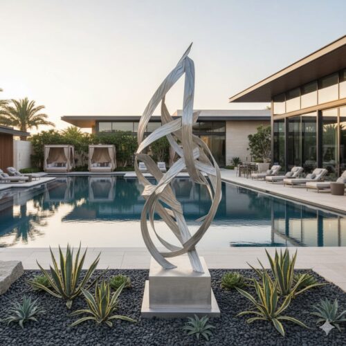 Silver large metal sculpture